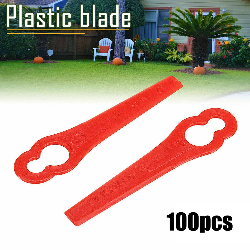 best battery hedge trimmer 100Pcs Plastic Cutting Blades 83mm Replacement For Cordless Grass Strimmer Trimmer PA6 Lawn Mower Accessories Garden DIY Tool craftsman hedge trimmer