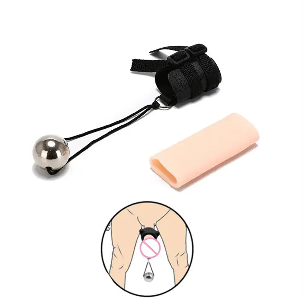 Adjustable Metal Weight Ring Enhance Erection Penis Exerciser Restraint Semen Ring Scrotum Pendant Ball Adult Sex Toy