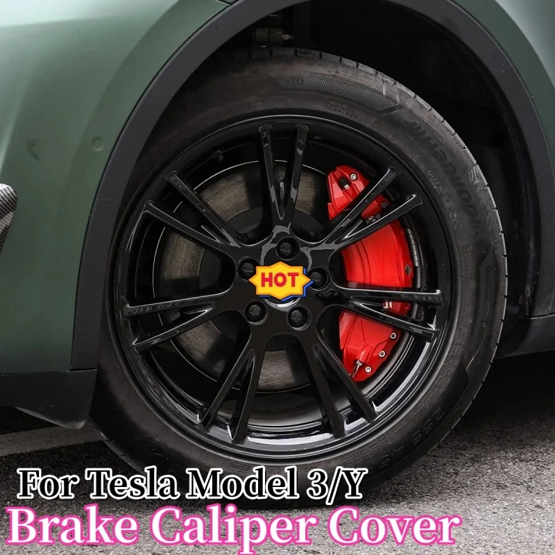 

4Pcs Brake Caliper Covers For Tesla Model 3 Model Y Car Decoration Front Rear Brake Cover for Tesla Model Y 2023 Car Accessories