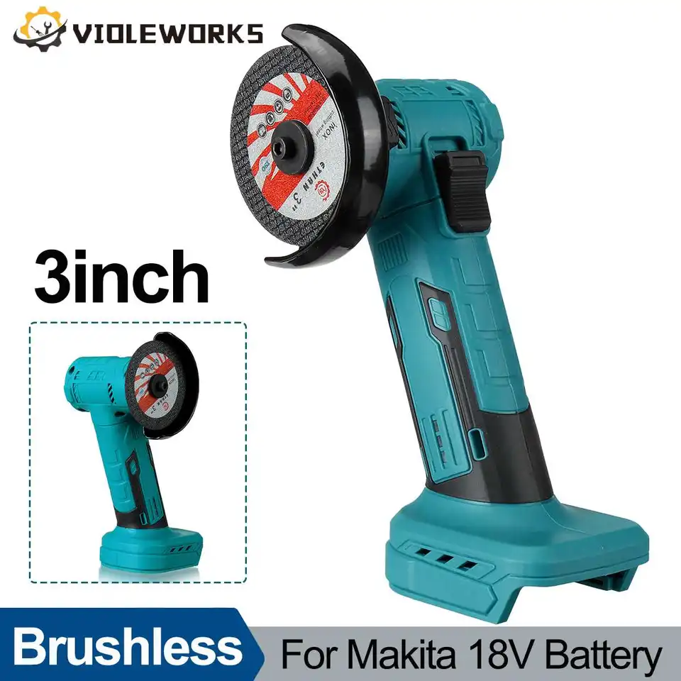 Mini meuleuse d'angle compacte sans balais pour batterie Makita 18 V/21 V (outil uniquement), outil de meulage sans fil 19 000 tr/min avec 2 x 3