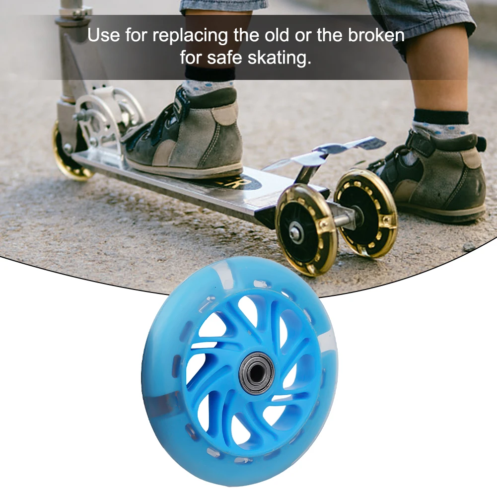 1pc LED-Blitz Rad Blinkende Lichter Zurück Hinten ABEC Für Roller Mini 12x2cm PU Kinder ersetzen Räder Beleuchtung Outdoor Fahrrad Teil – Detail 34