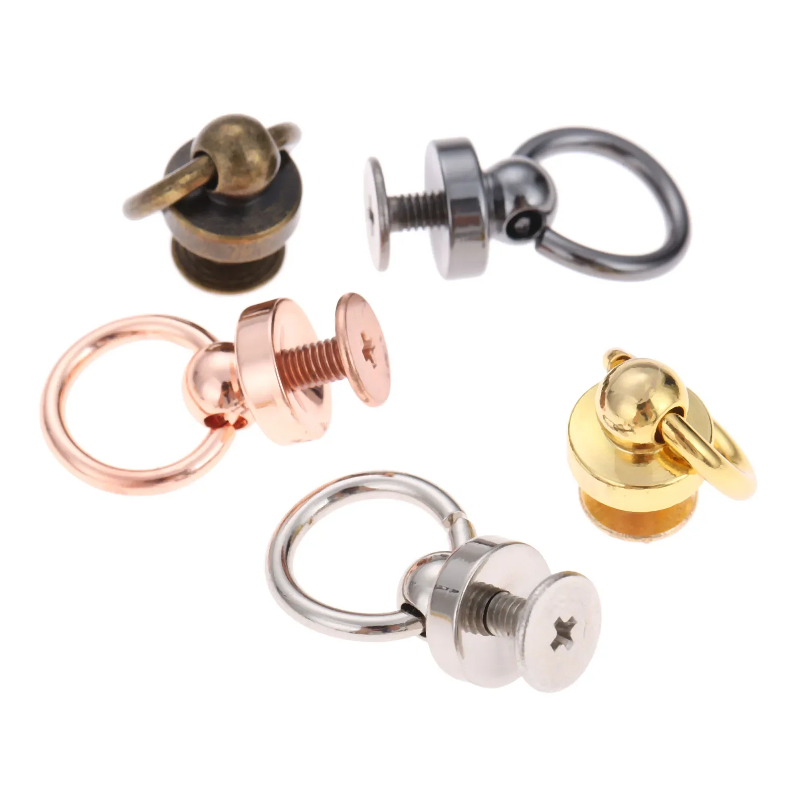 Metal Rivets Metal Studs Leather Rivets 5pcs Zinc Alloy Clothes Bags Rivets Stud Buckle Swivel Screw Studs Handbag Button Chain Hanger Leather Crafts DIY Hardware