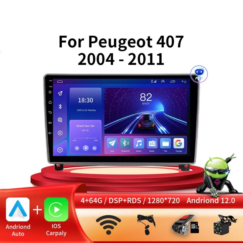 

Android12 Auto Car Stereo Radio Video Multimedia Player Monitor For Peugeot 407 2004-2011 Navigation GPS Autoradio Head Unit IPS