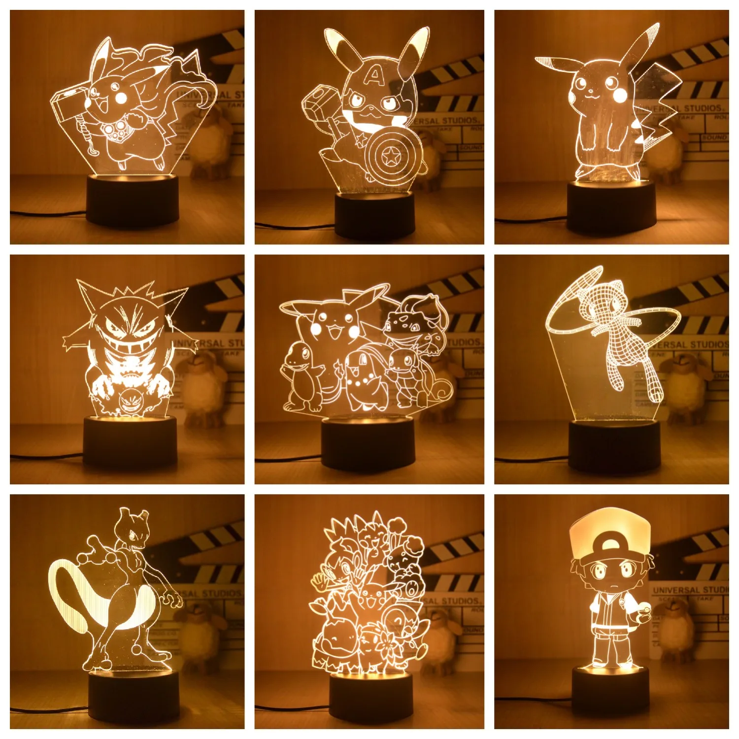 귀여운   애니메이션 피규어 3D Led 야간 조명 모델 완구, 어린이 침대 룸 장식 어린이를 위한 생일 선물 크리스마스 선물