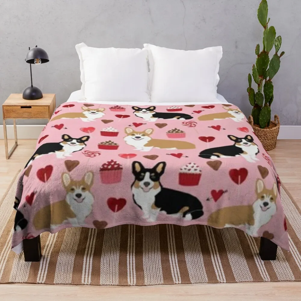 CORGI VALENTINE'S DAY Throw Blanket Softest halloween Soft Beds Thin Blankets