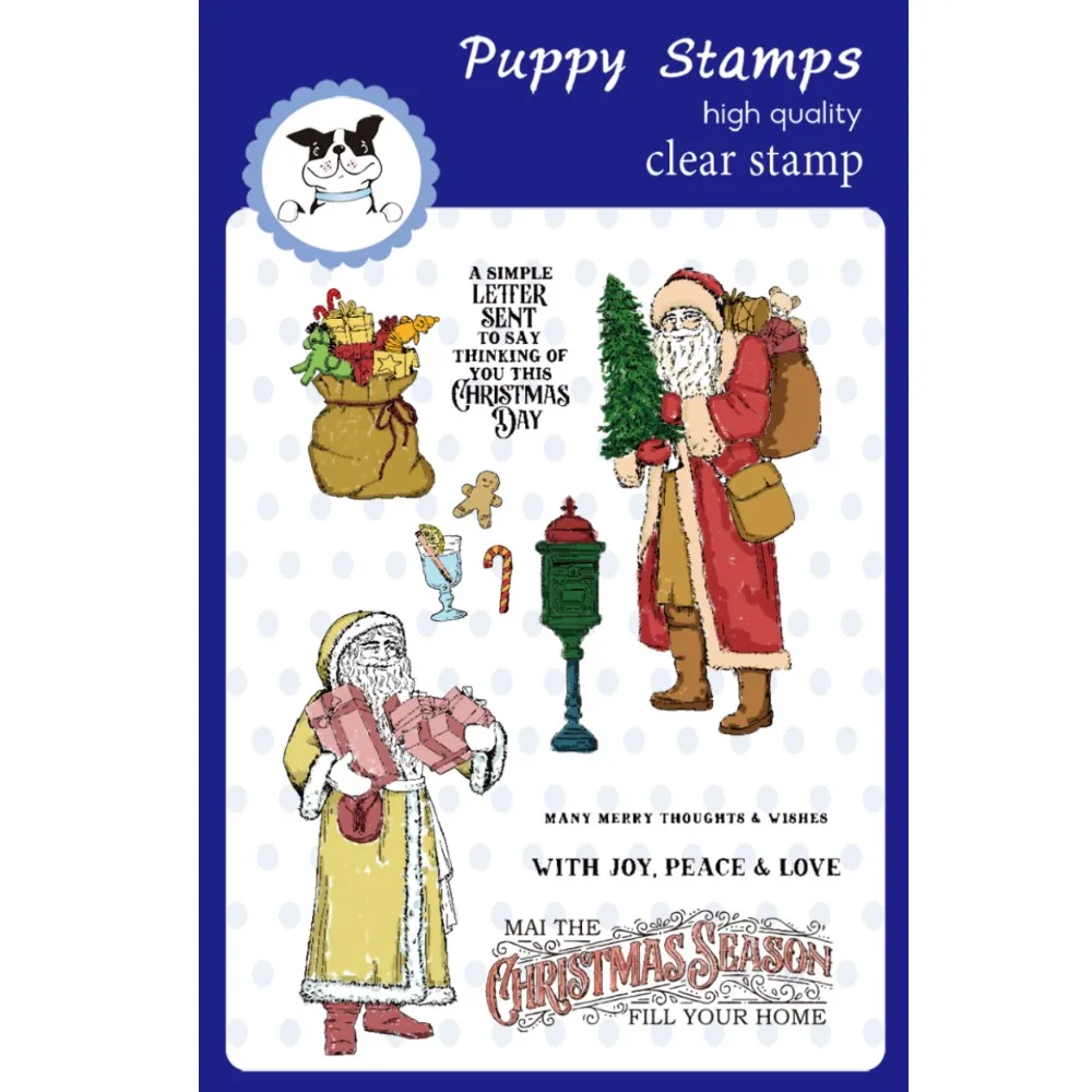 

PUPPY STAMP Santa Claus Lights Flowers Clear Stamps Metal Cutting Dies for Making Card Scrapbook Embossed Paper Album Diy Craft