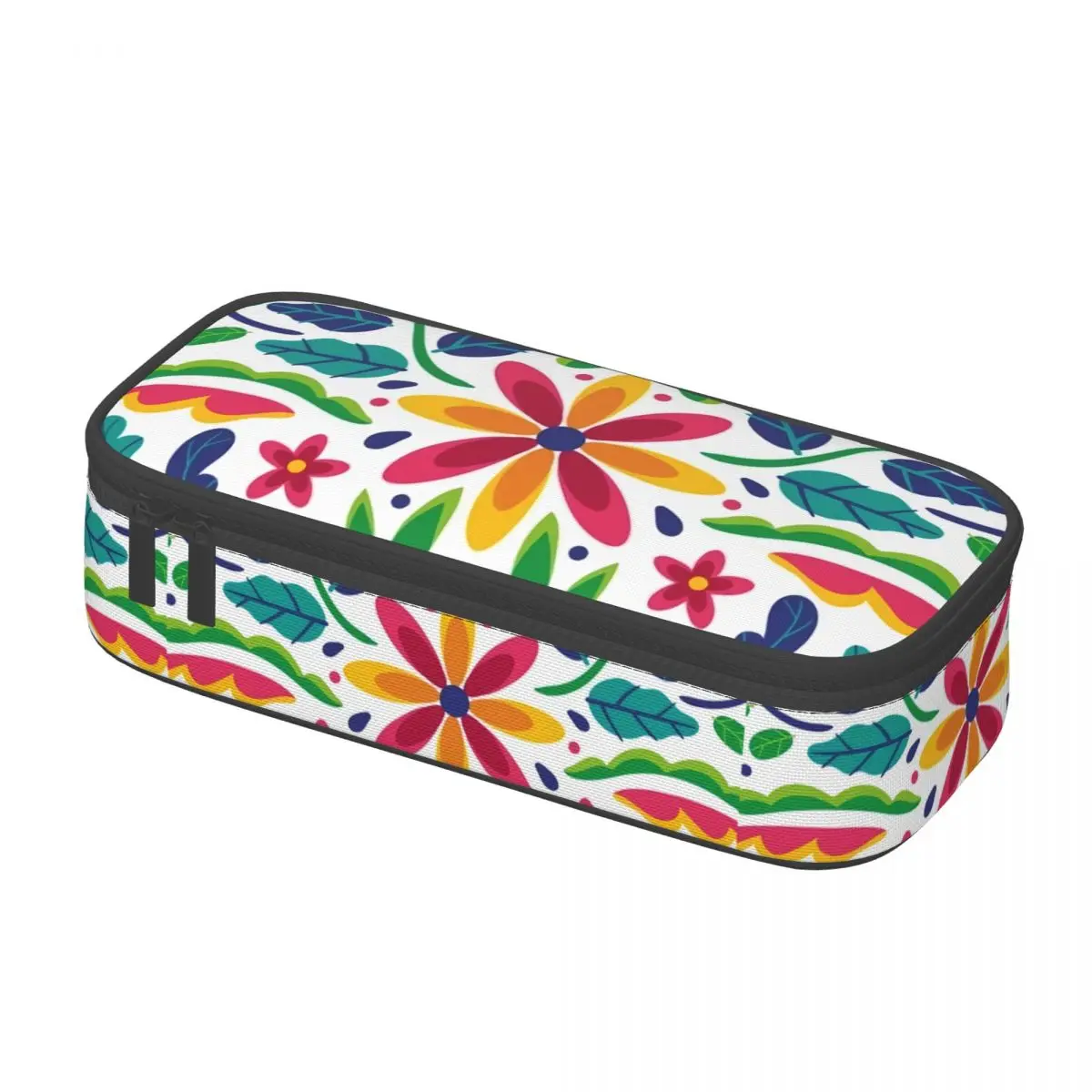 Kawaii Mexican Flowers Pencil Case for Boys Girls Large Storage Pen Box Bag Stationery