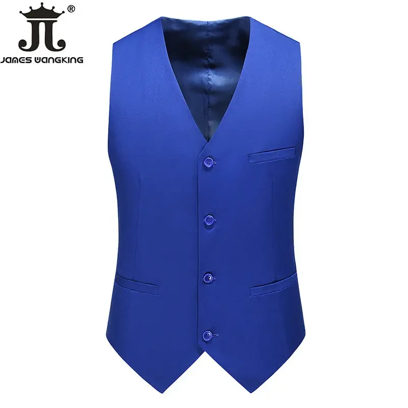Dress vests mens fashion casual solid color slim large size business office waistcoat men groom wedding dress suit vests