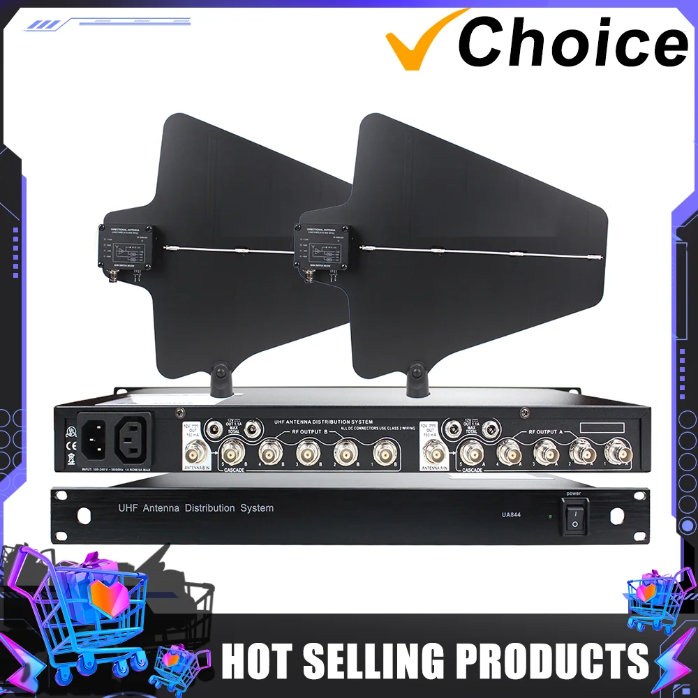UA844 Antenna amplifier 5 Channel Power Distributor System Super Wideband UHF 500 950MHz for Wireless MIC Stage DJ karaoke