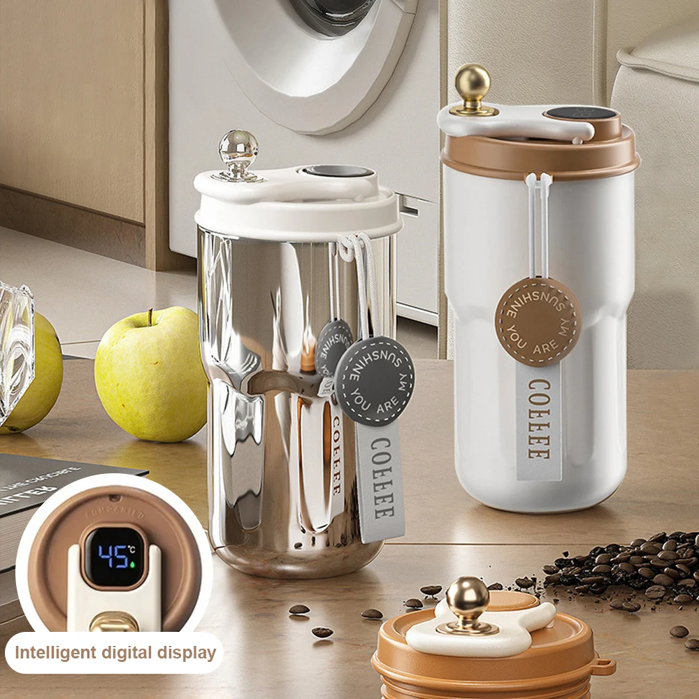 

420ML Digital Smart Coffee Insulation Cup Stainless Steel Led Temperature Display Thermos Water Bottle Car Vehicle Mug