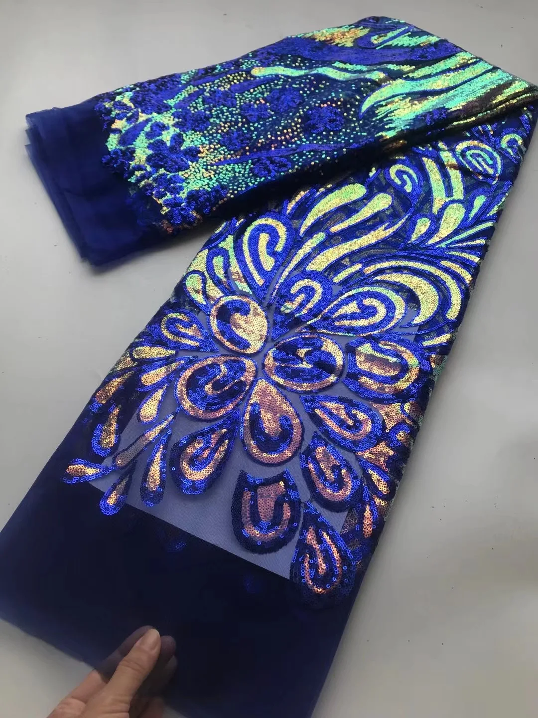 

African Sequins Net Lace Fabric 2023 High Quality Nigerian French Guipure Tulle Lace Material for Sewing Party Dresses AJL5443