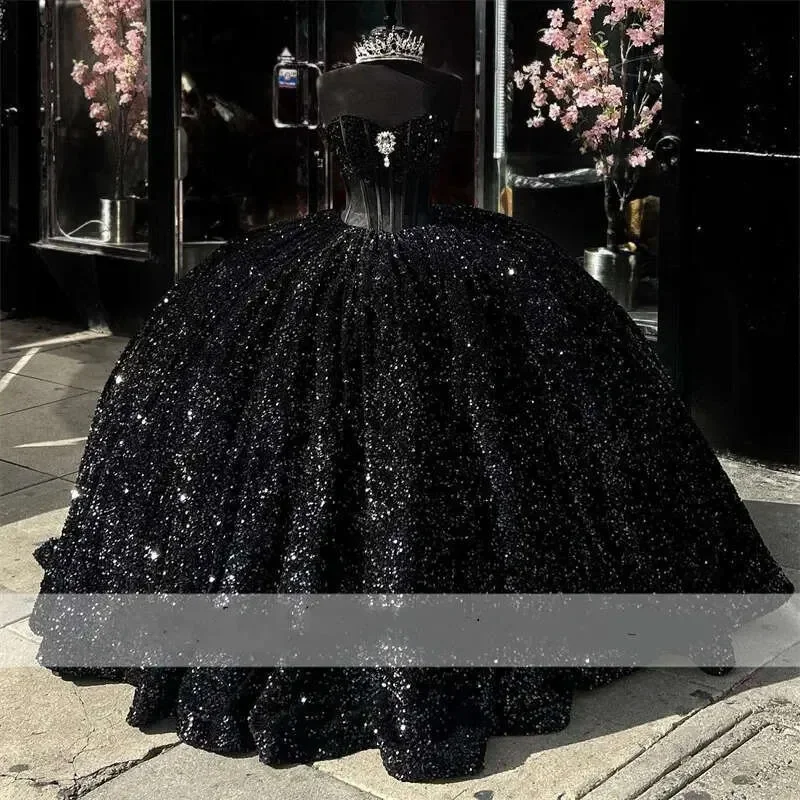 Bomaris Black Ball Gown Quinceanera Dresses Vestidos De 15 Anos Sexy Sweetheart Floor-Length Formal Princess Party Customized party dress,quinceanera dresses