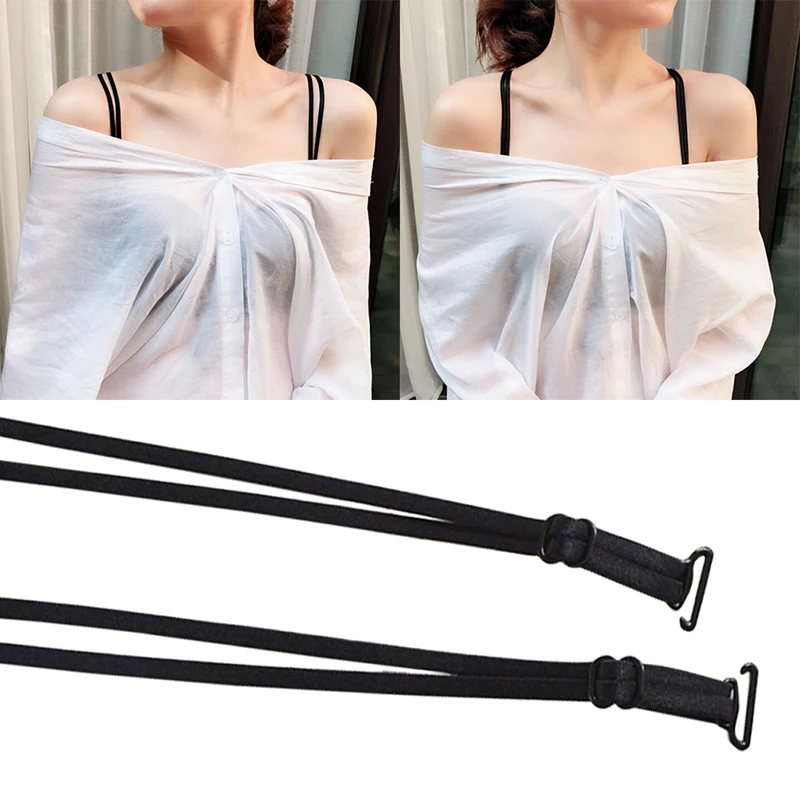 1 pair Nonslip Elastic Adjustable Bra Strap Holder Strap Back Clip Women Off-the-shoulder Double Shoulder Straps