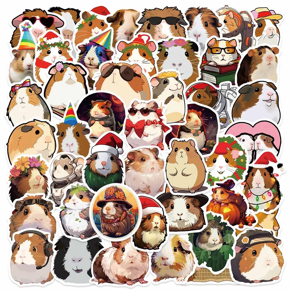 

50pcs Cute Cartoon Animal Guinea Pig Cavy Stickers For Laptop Phone Guitar Luggage Diary Waterproof Graffiti Vinyl Decals