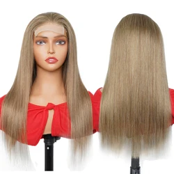 #8 Ash Blonde Lace Front Closure Wig Remy Human Hair Wigs for Women Long Straight Free Part Transparent Lace Mogul Hair