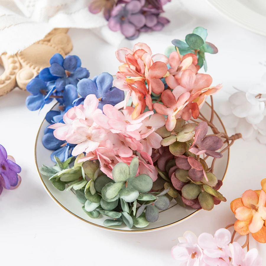 10 Stück Seide Hortensie Köpfe künstliche Blumen für zu Hause Hochzeit Dekor Candy Box Girlanden handgemachte Blumen arrangement Zubehör – Detail 8