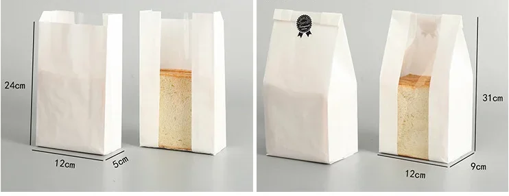 100 Pack Oil-Resistant Kraft Paper Food Bags with Transparent Window – Brown & Whit... - SKU KPFB1629 - UGI Packaging