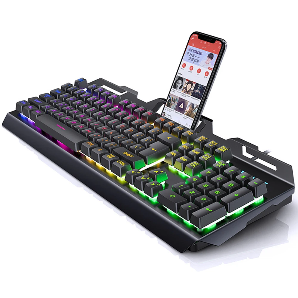 

2024 104 Keycaps Keyboard Game teclado Desktop Computer Notebook Wired RGB Gaming Computer Peripheral with Phone Holder