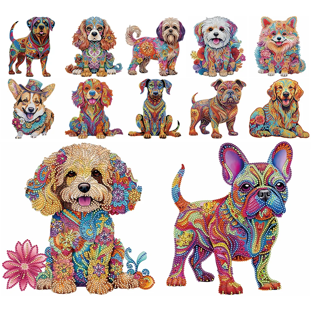 30*30CM 5D DIY Partial Special Shaped Drill Diamond Painting Color Dog Kit Home Decoration Art Craft Mosaic Painting