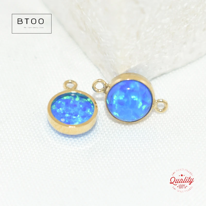 14K Gold Filled Bello Opal Bezel Drop Charm 4MM/6MM Gold Pendant For Bracelet Necklace Earring DIY Jewelry Findings