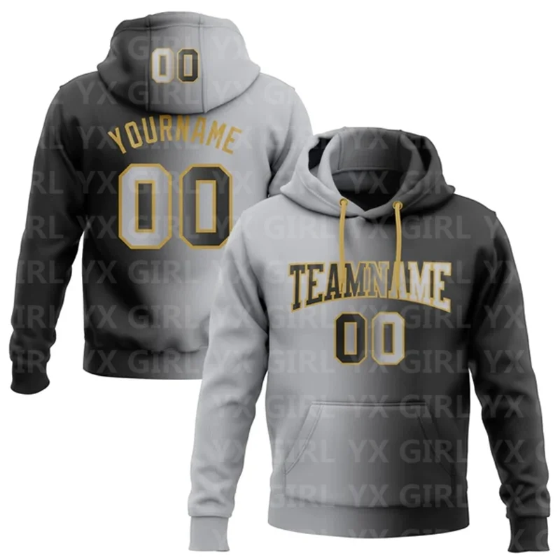 Custom Black Pink-Light Blue Gradient Fashion Sports Pullover Sweatshirt Hoodie 3D Printed Sports Pullover Sweatshirt Hoodie