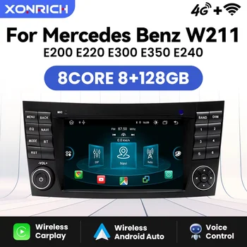 Radio inalámbrica con Carplay para coche, dispositivo con Android 14, estéreo, para Mercedes Benz Clase E W211, E200, E220, E300, E350, E240, E270, E280, CLS class W219 1