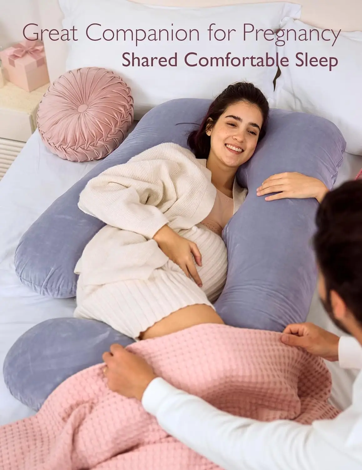 Momcozy Pregnancy Pillows for Sleeping, U Shaped Full Body Maternity Pillow with Removable Cover