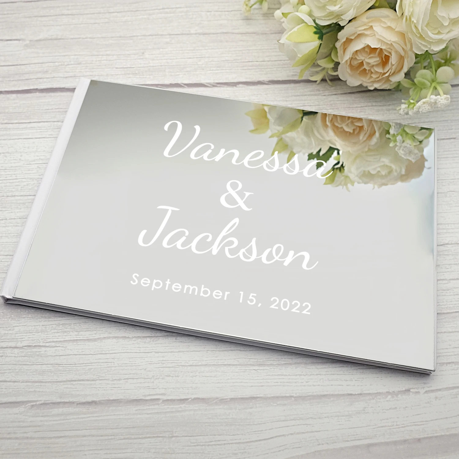 Personalized Wedding Signature Guestbook Acrylic Mirror Reception Book Engagement Rings Design Scrapbook Party Favors