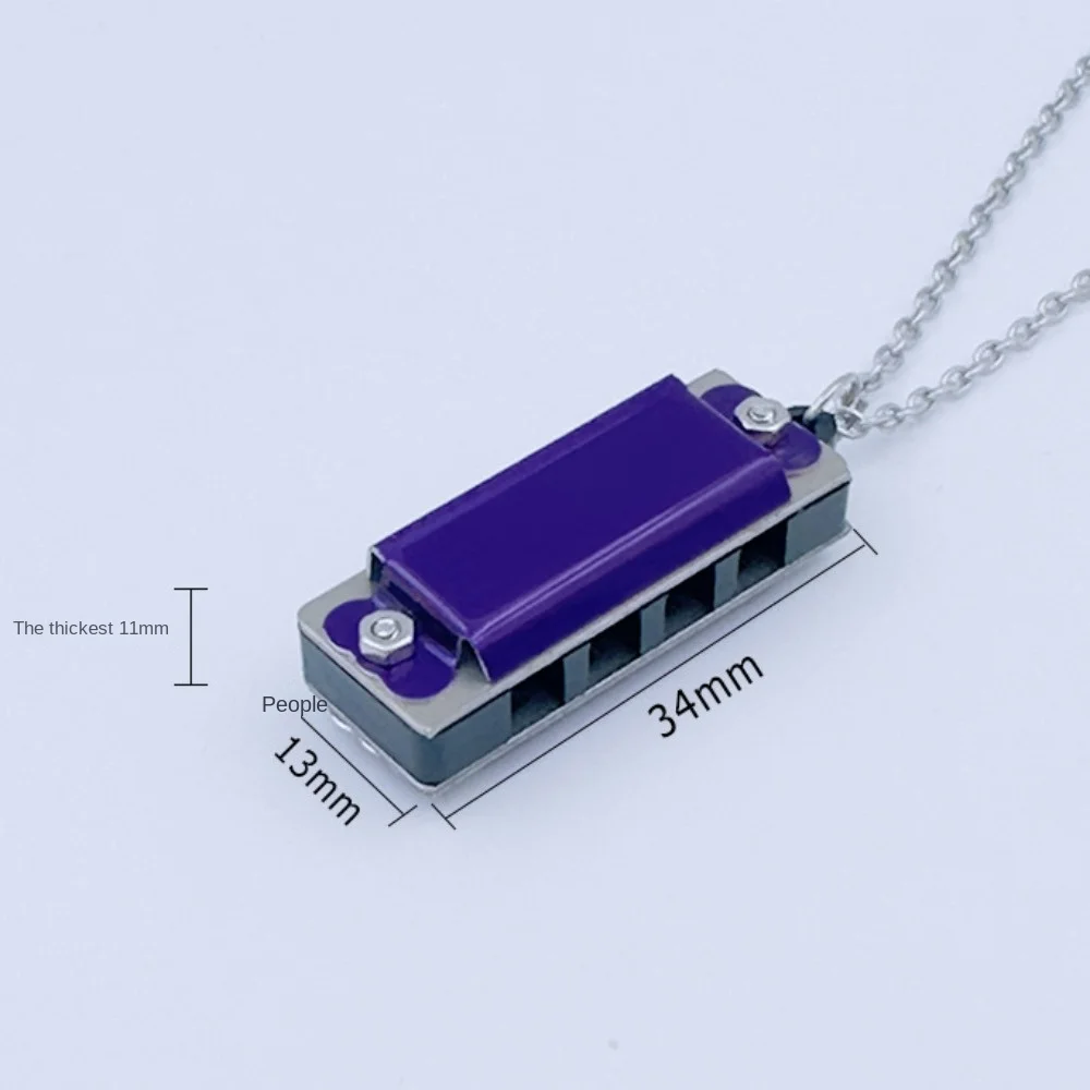 New 4-hole 8-tone Necklace Harmonica Mini Metal Harmonica Woodwind Chain Music Toy Gift