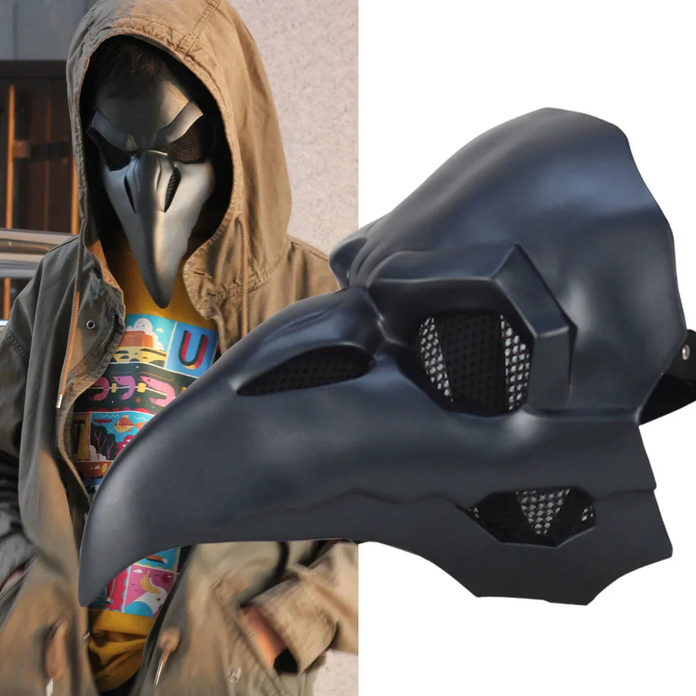 

The Reaper Punk Mask Cosplay OW Plague Doctor Crow Birds Beak Long Nose PVC Type Steampunk Masks Halloween Costume Props