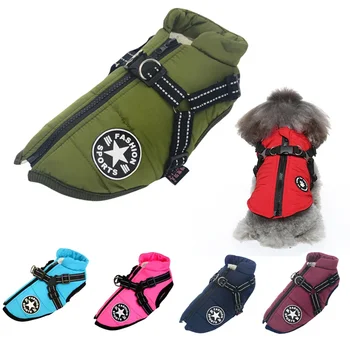Large Dog Winter Jacket with Harness 1