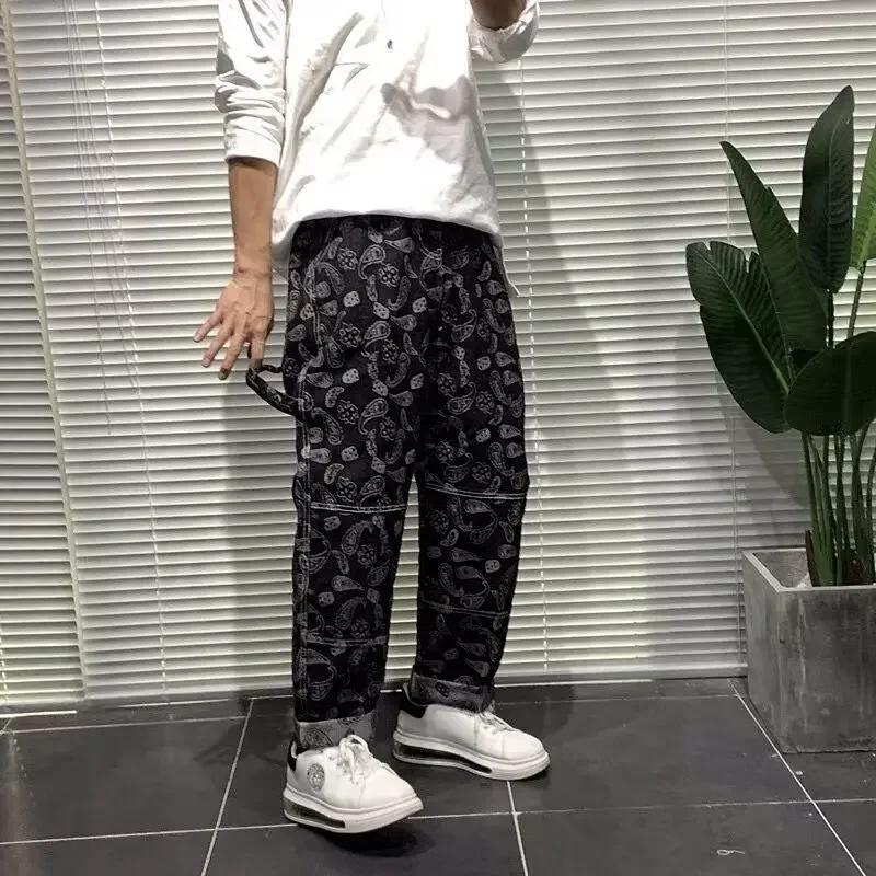 Pantaloni Da Cowboy Maschili Pantaloni Neri Jeans Harem Per Uomo Graphic Hip Hop Casual Designer Large Size Baggy Oversize Spedizione Gratuita Xs