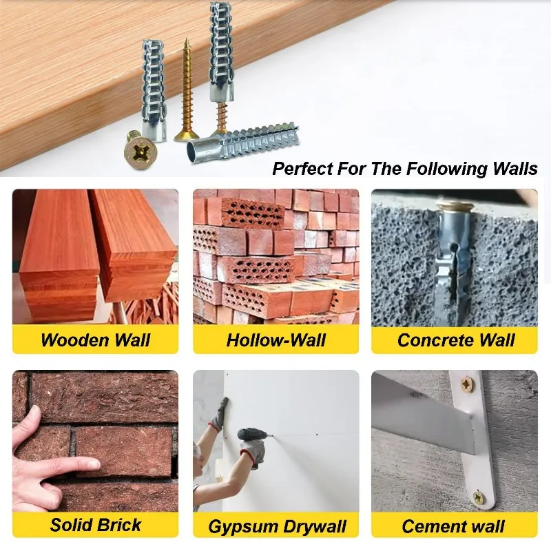Expansion pipe for hollow walls tile drywall anchors with screw self tapping screw drilling plug expansion bolt tools 200/10Set