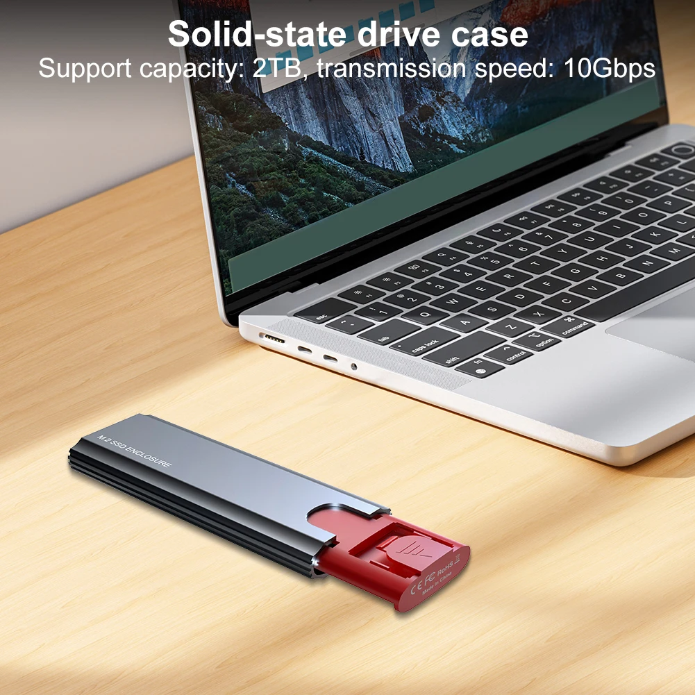 M2 SSD 케이스 M.2 NGFF NVMe SATA SSD 케이스 인클로저 어댑터 듀얼 프로토콜 10Gbps USB 3.1 Gen2 (NVMe SSD 2230 2242 2260 2280 호환)