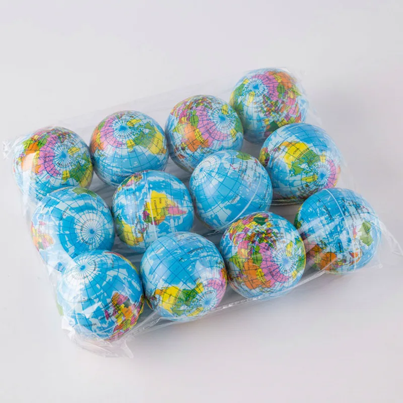 Mini Squeezable Globe Stress Balls Tension Reliver Balls For Children Stress Relief  Party Favo Soft PU Earth Pattern Party Toys 6