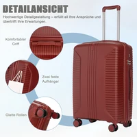 Ensemble de 3 valises spinner en PP – 20/24/28 pouces – avec poignées latérales, crochets de suspension et pieds de protection – Serrure à combinaison intégrée (rouge) 5