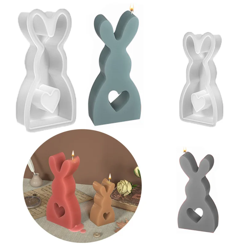 

Cute Rabbit Candle Silicone Mold Gypsum Car Mounted Incense Expanding Gypsum Soap Mold Easter Bunny Aromatherapy Candle Mold