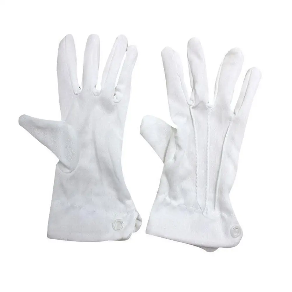 Safety Gloves Protective Gloves Cotton Work Gloves Cotton Gloves 1 Pair Thin Section Driving Security Plus Long Button Work Protective Etiquette Wenwan Quality Inspection Gloves