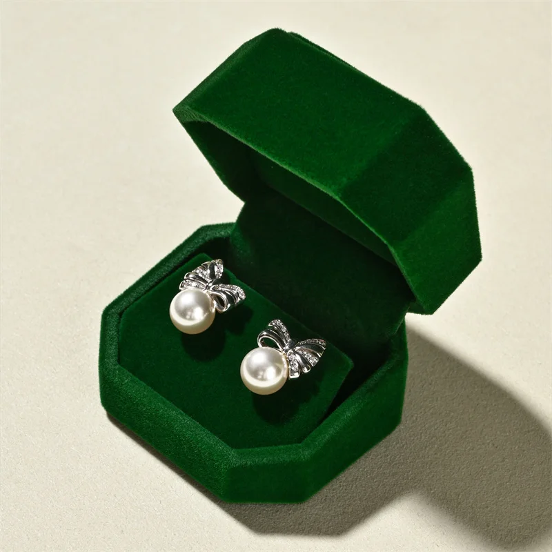 Luxurious Gemstone Green Velvet Jewelry Box Set – High-Quality Organizer for Rings, Earrings, Bracelets, and Necklaces