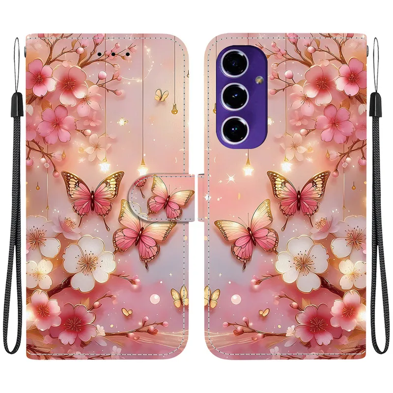 Elegant Colored Flower Wallet Phone Case with 3D Pattern and Magnetic Flip Leather Cover