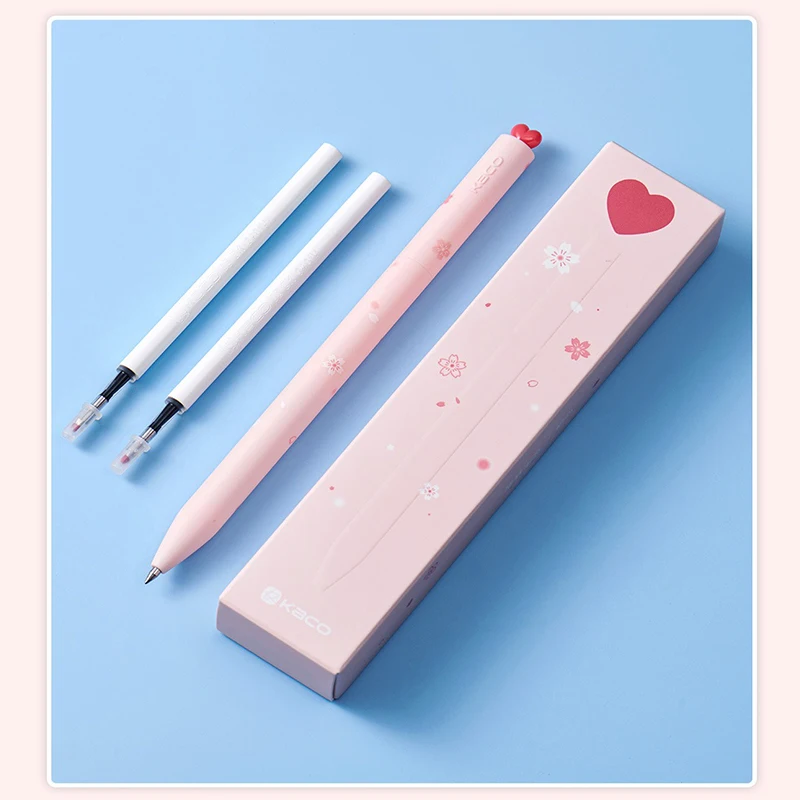 Kaco Sakura Gel Pens with 2 Refills, FIRST Cherry Blossom Neutral Pen Aesthetic Cute Stationery for Journaling Christmas Holiday 2