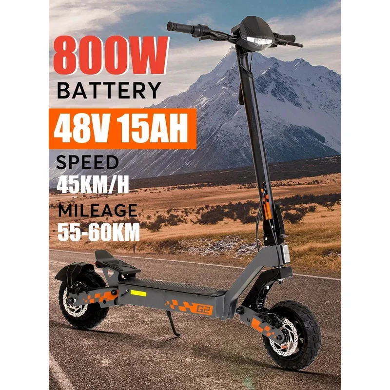 G2 Electric Scooter with an 800W brushless motor,a 48V 15AH battery,10-inch off-road tires,Aluminum Alloy Body,Durable E-Scooter