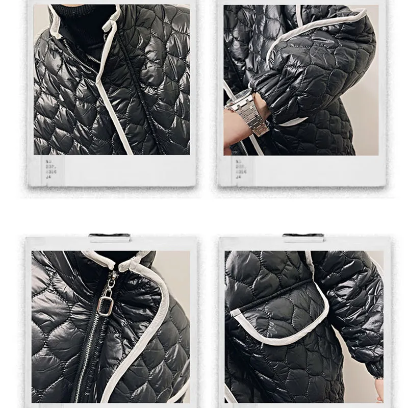 Winter Society Boy Lingge Short Parkas Men Loose Warm Pressed Cotton Padded Jacket White Edge Argyle Big Pocket Streetwear Coats