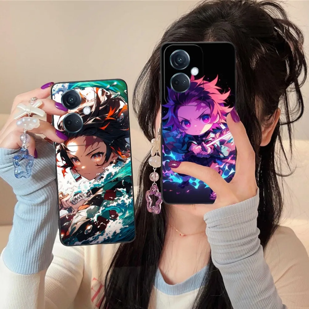 Demon Slayer Tanjiro Mobile Phone Case For Oppo Find X5 X3 X2 A93 Reno 8 7 Pro A74 A72 A53 Black Soft Phone Cover Funda