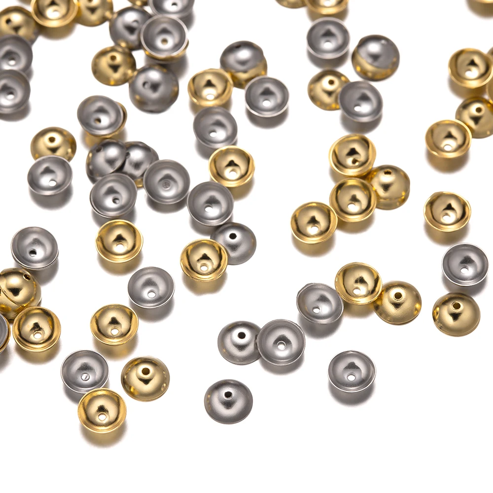 50 teile/los edelstahl gold farbe runde perlen kappen für diy armbänder komponenten schmuck herstellung zubehör liefert material – Detail 1