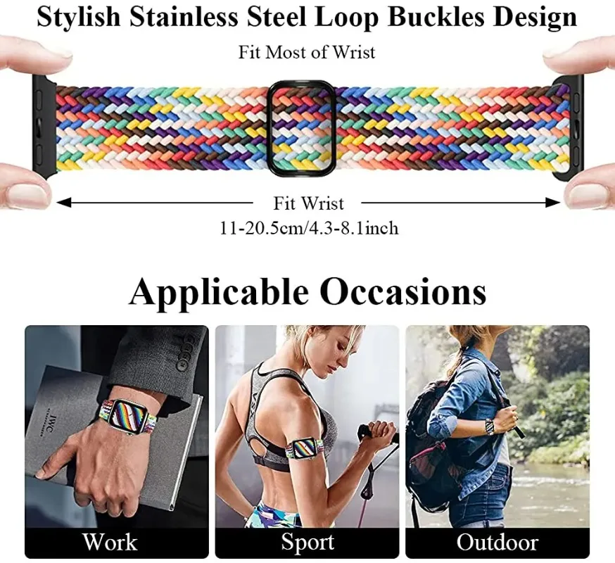 Nylon Braided Elastic Solo Loop Wristband for Smartwatch - Durable and Comfortable Strap