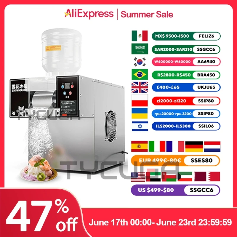

Korea Bingsu Snowflake Ice Shaving Device 360W 3L Ice Maker Snow Shaver Machine Europe Russia Mexico With Refrigerant Shipping