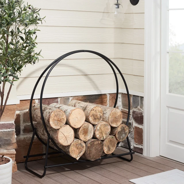 Mainstays 40 inch Metal Log Holder Black Powder Coated Finish home  accessories Outdoor storage rack Wood storage rack - AliExpress