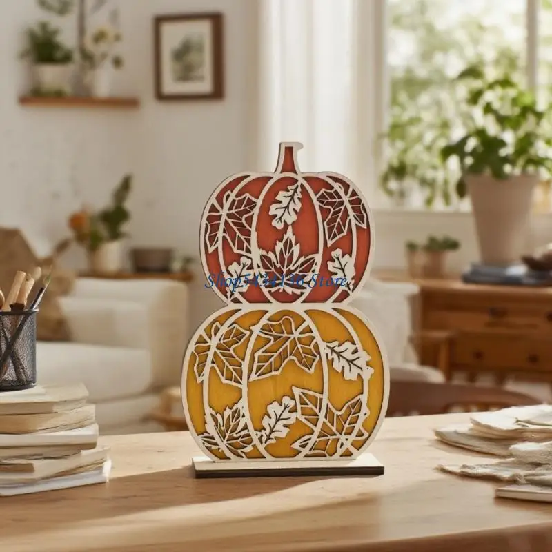 H7ED Herbst Dekore für Haus Herbst Holzschild Bauernhaus Autumn Harvest Tabletop Decore – Detail 9
