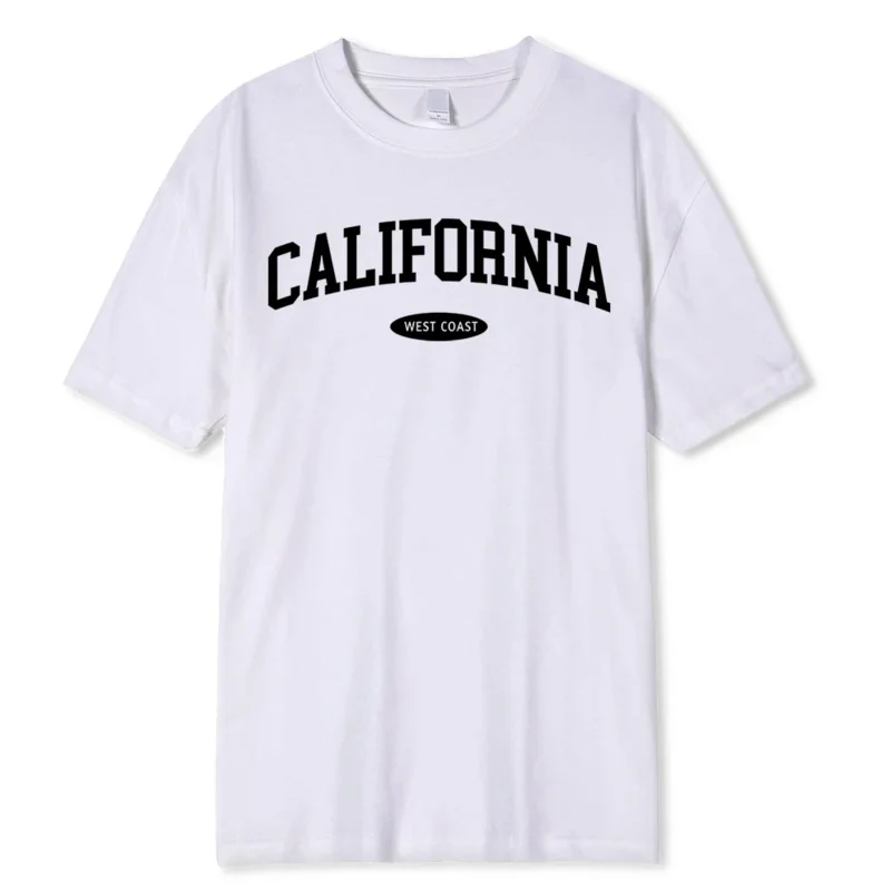 

West Coast Of California Mens T-Shirts Breathable Loose Shoulder Drop T-Shirts 100% Cotton T-Shirt Pattern Sweat Tops 80530